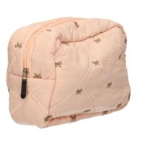 Traveller Beautybag strikjes zalm 22cm x 15cm - thumbnail