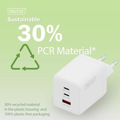 DIGITUS USB-oplader GaN II – 2x USB-C en type A – 3 poorten – tot 100 W – snellader – geschikt voor laptop, mobiele telefoon, tablet, smartwatch, koptelefoon, powerbank – wit DIGITUS USB-oplader GaN II – 2x USB-C en type A – 3 poorten – tot 100 W – snellader – geschikt voor laptop, mobiele telefoon, tablet, smartwatch, koptelefoon, powerbank – wit
