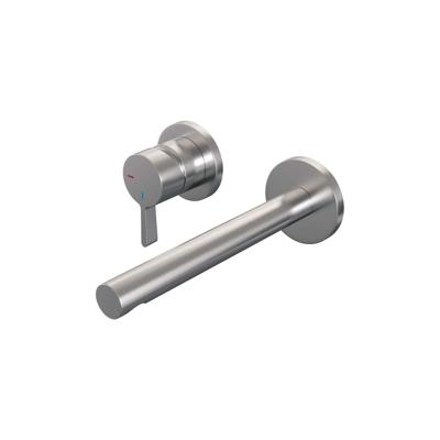 Inbouw wastafelmengkraan met rechte uitloop en rozetten, model E2 RVS geborsteld PVD