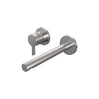 Inbouw wastafelmengkraan met rechte uitloop en rozetten, model E2 RVS geborsteld PVD - thumbnail