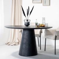 Eleonora Ronde Eettafel 'Aron' Mangohout, kleur Zwart, 130cm - thumbnail