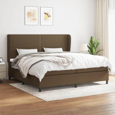 Boxspring met matras stof donkerbruin 200x200 cm
