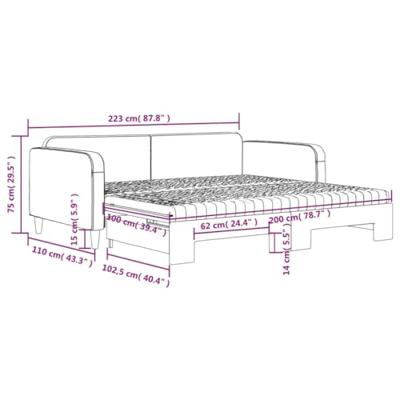 Slaapbank met onderschuifbed en matrassen 100x200 cm stof taupe - thumbnail