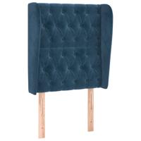 Hoofdbord met randen 83x23x118/128 cm fluweel donkerblauw - thumbnail