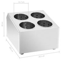 VidaXL Bestekhouder 4 vakken vierkant roestvrij staal - thumbnail