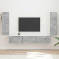 Tv-meubelset Wandgemonteerd 4 pcs Beton Grijs Bewerkt hout - thumbnail