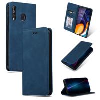 Retro huid voelen Business magnetische horizontale Flip lederen case voor Galaxy A60/M40 (marineblauw) - thumbnail