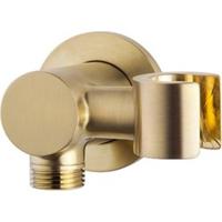 Saqu Universal Wandaansluitbocht met douchehouder geborsteld messing - thumbnail