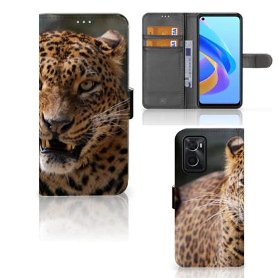 OPPO A76 | A96 | Telefoonhoesje | Met pasjeshouder | Luipaard