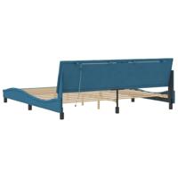 Bedframe met LED zonder matras "Hanko" fluweel blauw 200x200 cm - thumbnail