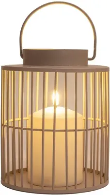 Anna's Collection lantaarn met kaars op batterij 15 x 18cm, zand