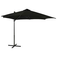 vidaXL Zweefparasol met paal en LED-verlichting 300 cm zwart - thumbnail