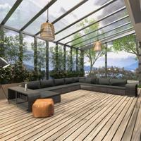 11-delige Loungeset met kussens poly rattan grijs - thumbnail