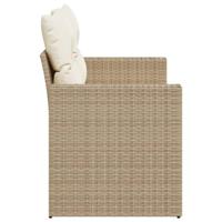 Tuinbank 2-zits met kussens poly rattan beige - thumbnail