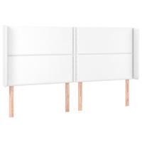 Hoofdbord met randen 203x16x118/128 cm kunstleer wit - thumbnail
