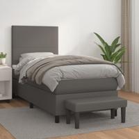 Boxspring met matras kunstleer grijs 100x200 cm - thumbnail
