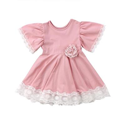 Meisjes Lace prinses jurk Trompetmouw driedimensionale bloem jurk Kid grootte: 80cm (roze)