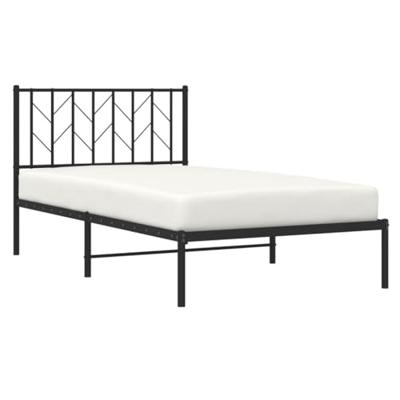 Bedframe met hoofdbord metaal zwart 100x190 cm
