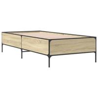 Bedframe bewerkt hout en metaal sonoma eikenkleurig 100x200 cm - thumbnail