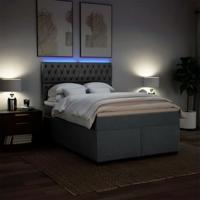Boxspring met matras stof donkergrijs 140x190 cm - thumbnail