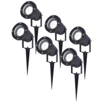 Set van 6 LED prikspots - 4 Watt 345 Lumen - Dimbaar - Kantelbaar - 6500K daglicht wit - GU10 - IP64 Waterdicht - Zwart - Tuinspots - thumbnail