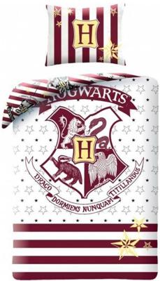 Harry Potter - Hogwarts Red & White 1 Persoons Dekbedovertrek (140cm x 200cm)