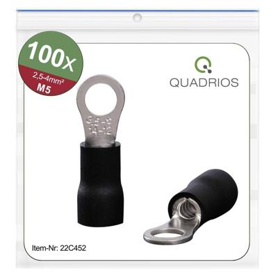 Quadrios 22C452 Ringkabelschoen Dwarsdoorsnede (max.): 4.0 mm² Schachtdiameter: 5.3 mm Deels geïsoleerd Zwart 1 set(s) Quadrios 22C452 Ringkabelschoen Dwarsdoorsnede (max.): 4.0 mm² Schachtdiameter: 5.3 mm Deels geïsoleerd Zwart 1 set(s)