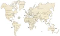Wereld kaart in hout XXL - thumbnail