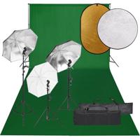 Fotostudioset met verlichtingsset, achtergrond en reflector - thumbnail