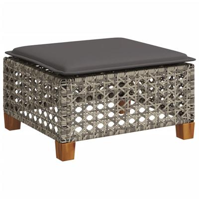 5-delige Loungeset met kussens poly rattan grijs - thumbnail