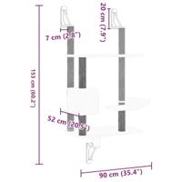 Kattenmeubel wandgemonteerd met krabpaal 153 cm lichtgrijs - thumbnail