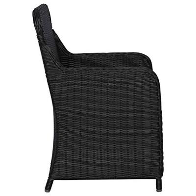 Tuinstoelen met kussens 2 st poly rattan zwart - thumbnail