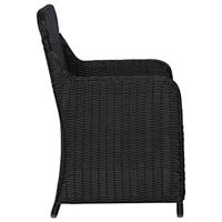Tuinstoelen 2 st met kussens poly rattan zwart - thumbnail