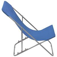 Strandstoelen inklapbaar 2 st staal en oxford stof blauw - thumbnail