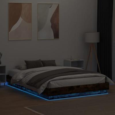 Bedframe met LED-verlichting gerookt eikenkleurig 160x200 cm