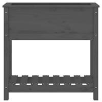 Plantenbak met schap 82,5x34,5x81 cm massief grenenhout grijs - thumbnail
