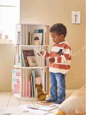 Draaibare boekenkast met 3 niveaus wit Draaibare boekenkast met 3 niveaus wit