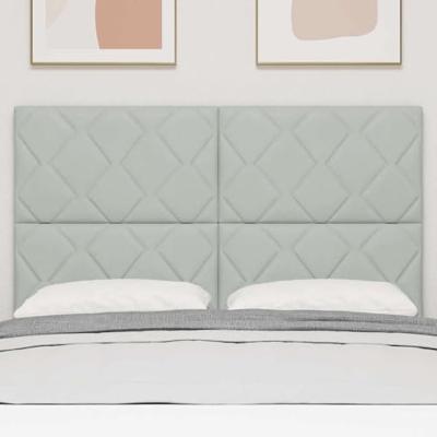 LED Hoofdbord met LED -striplichten Lichtgrijs 144 cm Fluweel