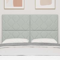 LED Hoofdbord met LED -striplichten Lichtgrijs 144 cm Fluweel - thumbnail