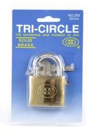 Tricircle Tri-circle hangslot 50mm - messing, 3 sleutels, 50mm beugel, goudkleurig - thumbnail
