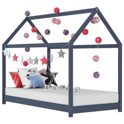 Kinderbedframe massief grenenhout grijs 70x140 cm Kinderbedframe massief grenenhout grijs 70x140 cm