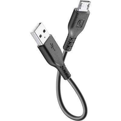 Cellularline - Power Cable 15 cm - MICRO USB - Micro-USB-kabel voor opladen en gegevensoverdracht - Zwart