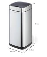 Durable NO TOUCH 35L 342323 Afvalbak 35 RVS (l x b x h) 305 x 305 x 690 mm Zilver Met One-Touch-dekselopener 1 stuk(s) - thumbnail