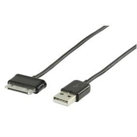 Valueline VLMP39200B1.00 USB 2.0 1 m 30-pins datakabel voor Samsung Galaxy Tab en Note - Zwart
