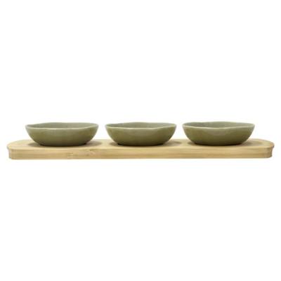 Villa Collection - Shoku - Bambooschaal met 3 dipschaaltjes Pure Green