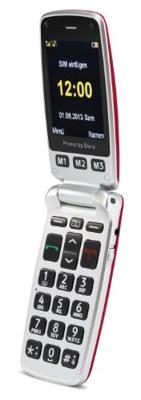 Primo 413 by Doro, all carriers, 32 GB, mobiele telefoon met grote toetsen met tafellaadstation rood
