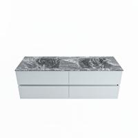 MONDIAZ VICA-DLUX 150cm badmeubel onderkast Clay 4 lades. Inbouw wastafel CLOUD dubbel 2 kraangaten, kleur Lava. - thumbnail