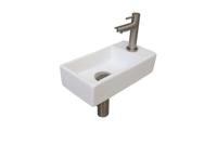 INK Versus Fonteinset - 36x18x9cm - wasbak links - porselein Glans wit/Brushed nickel 1805366 - thumbnail