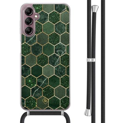 Samsung Galaxy A14 hoesje met koord - Kubus groen