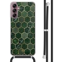 Samsung Galaxy A14 hoesje met koord - Kubus groen - thumbnail